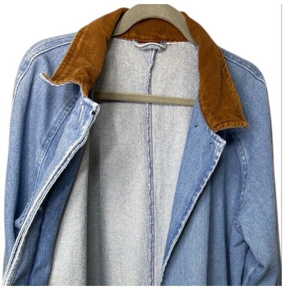 Vintage 90s Denim Duster Long Chore Coat Size L/XL - Picture 5 of 13
